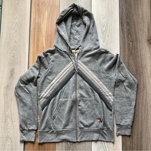 Aviator Nation Gray Hoodie with Vibrant Stripes